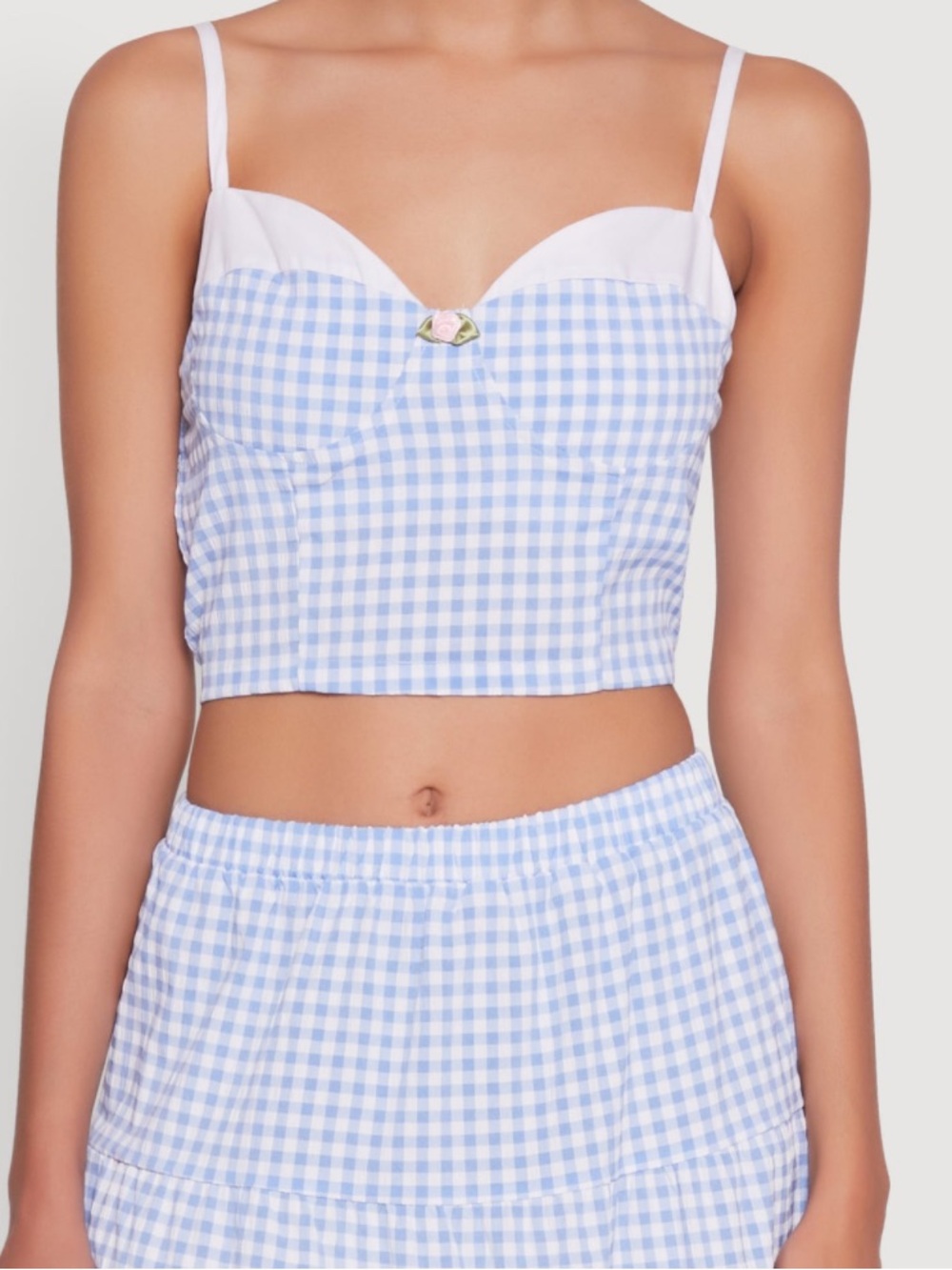 Blue and White Gingham Plaid Cami Medium Top New